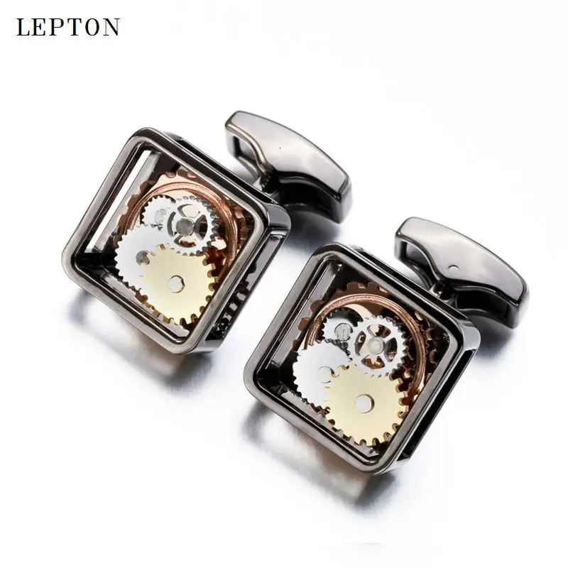 est Square Steampunk Gear Cufflinks Watch Mechanism Gear Cufflinks for men Formal Business wedding cuff links Relojes gemelos 250409