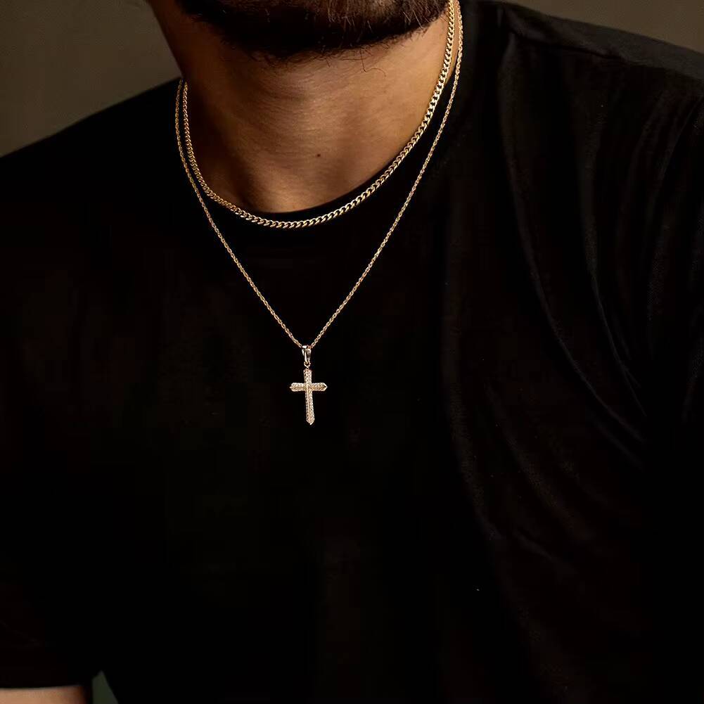 Hip Hop 925 Sterling Silver Vvs GRA Moissanite Cross Pendant Necklace Jewelry for Men and Women Custom Wholesale
