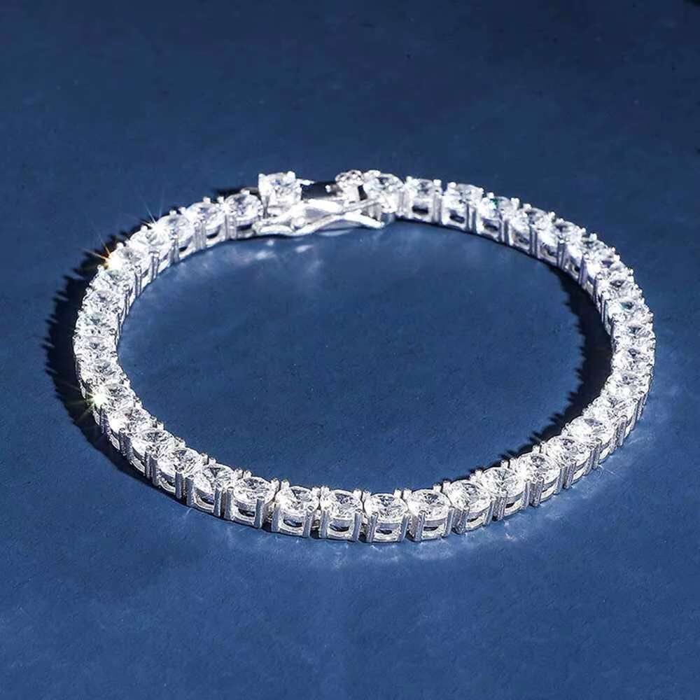 Hot Sale High Quality Hip Hop Jewelry 2MM Moissanite Tennis Link Chain 925 Silver Stylish Style Tennis Bracelet for Men/women