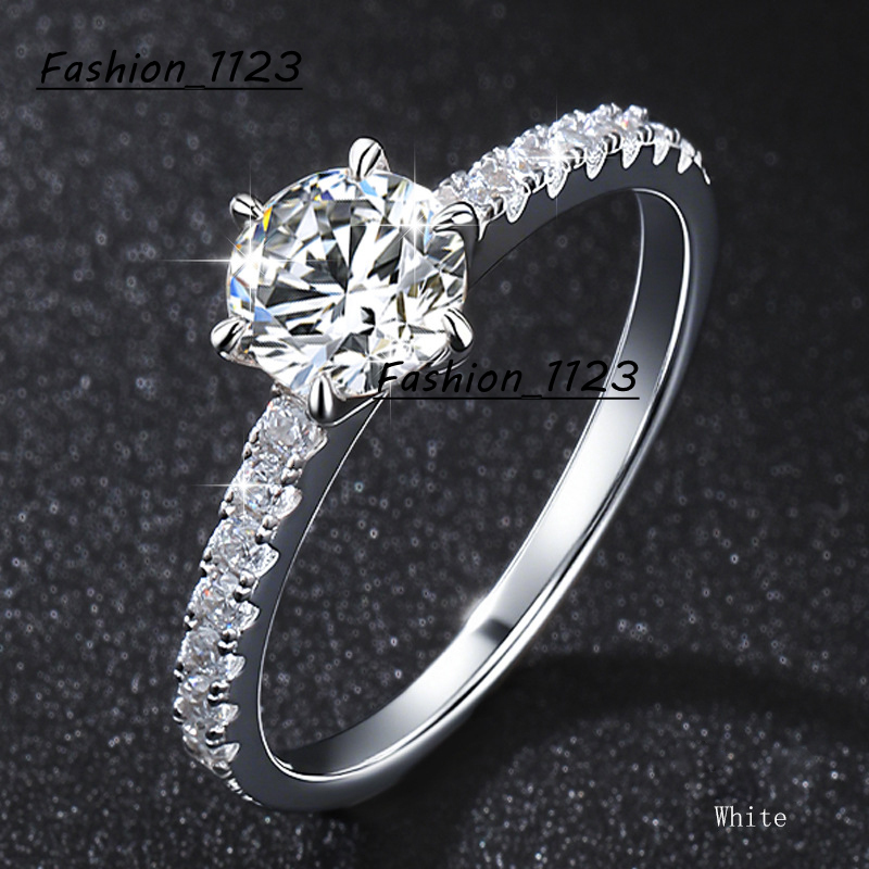 1ct Moissanite Vintage Silver Ring Classic S925 Sterling Jewelry for Wedding Anniversary Party Valentines Day Gift