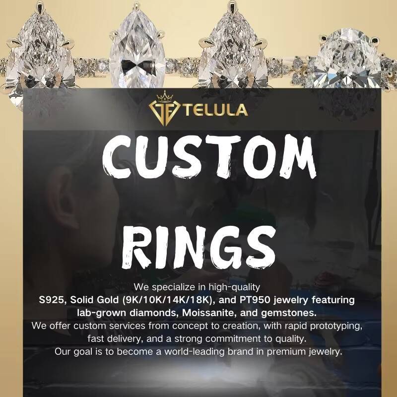 Wholesale Pear Cut 4ct VVS D All Moissanite Diamond Rings S925 Sterling Silver GRA Certified Moissanite Ring