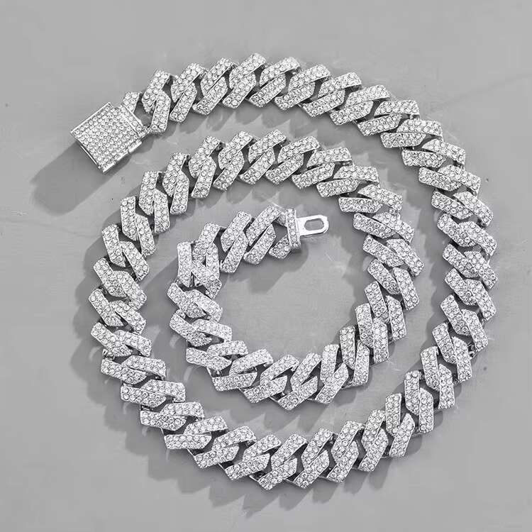Commercial Cuban Chain Decorative Alloy Necklace Men's Gift Plated with Gold and Sier