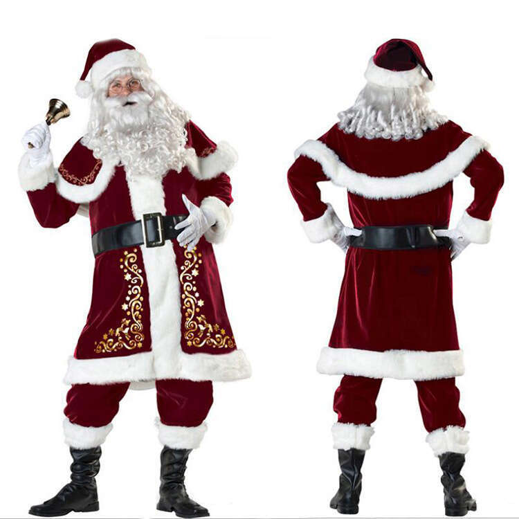 Long Sleeve Christmas Thickened Santa Claus Adult Couple Outfit Party Performance Costume