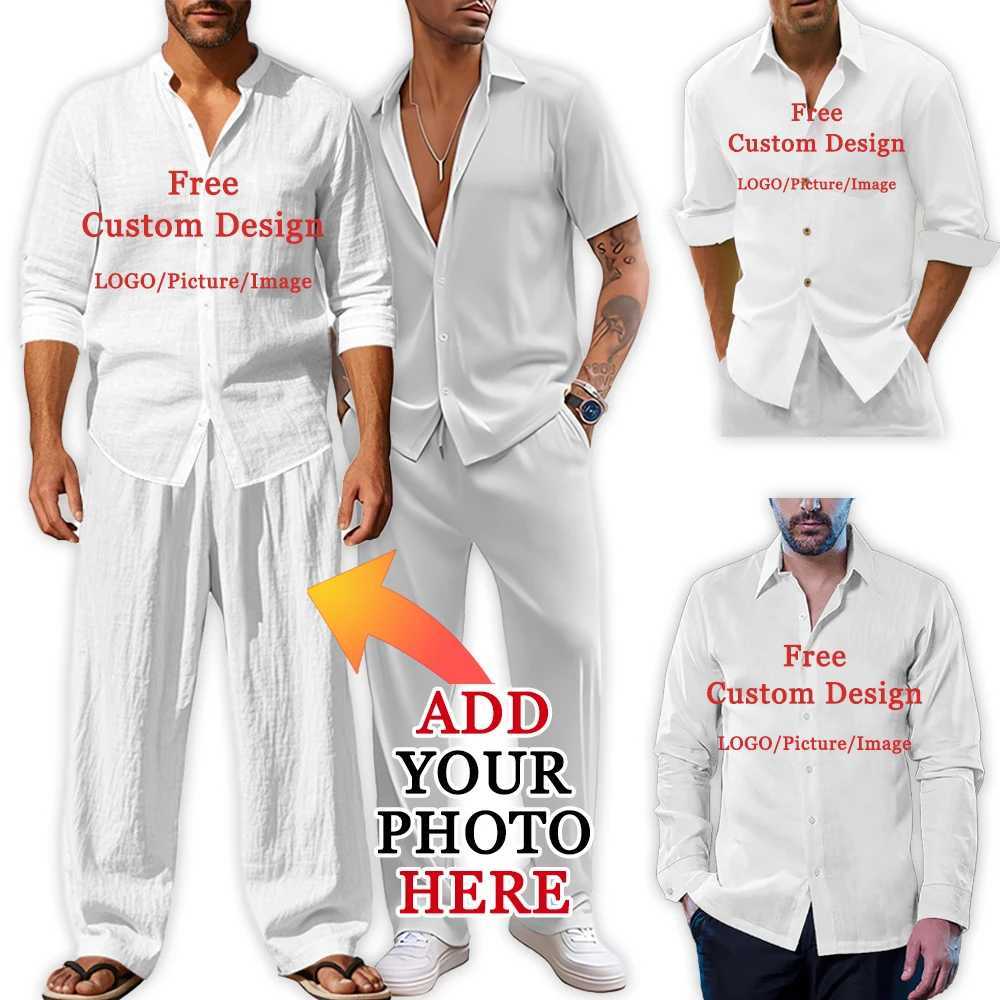 Customized Pattern Mens Long Sleeve Shirt Set Summer Hawaiian Mens Shirt Full Print Design Personalized Button Up Gift X250410