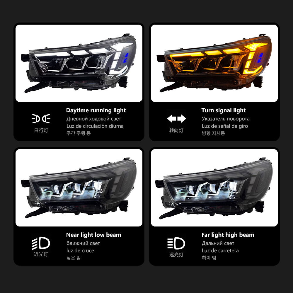 Headlight For Toyota Hilux Headlights 20 21-2023 New Revo LED Headlight DRL Hid Angel Eye Head Lamp
