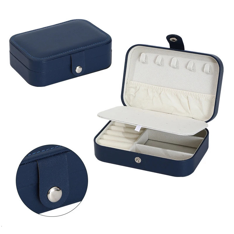 High-capacity Jewelry Storage Box PU Leather Necklace Ring Earrings Travel Portable Jewelry Box Tidy Small Exquisite Display Box 250409