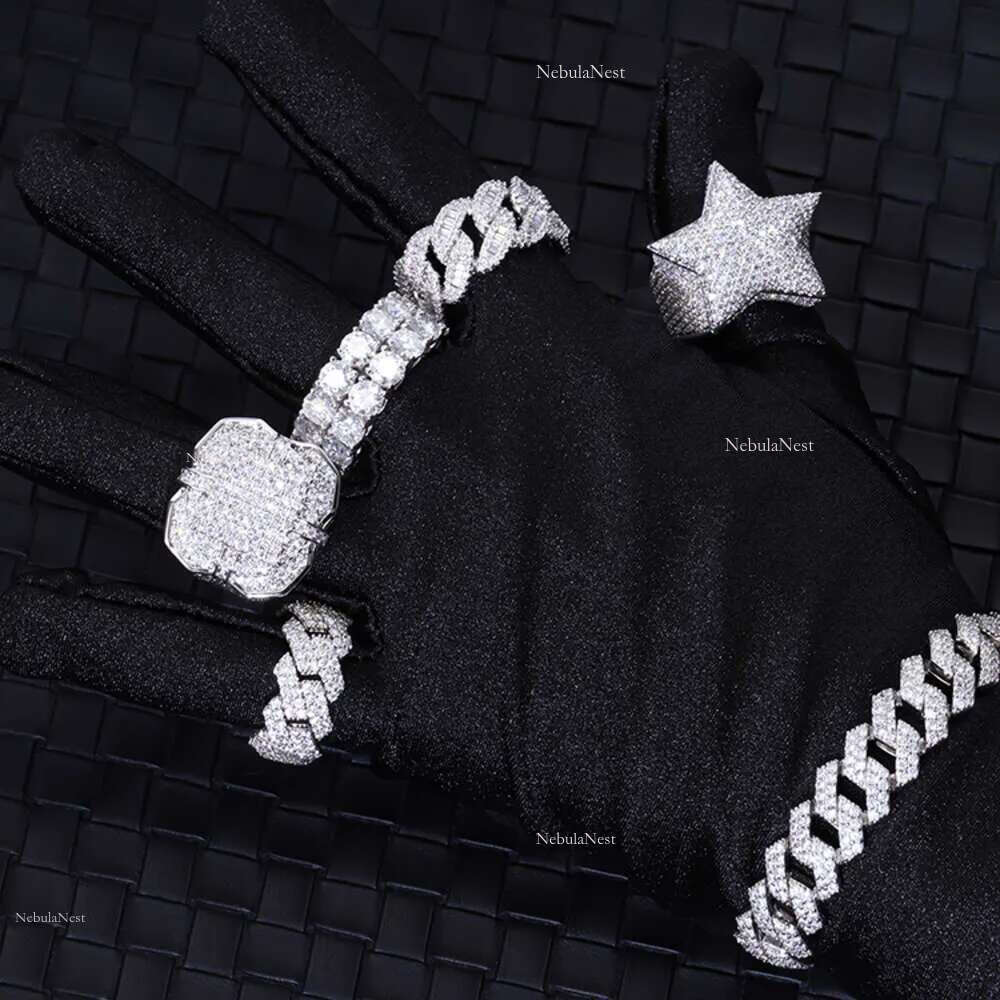 Custom with GRA Certified Certificate Sterg Sier Iced Out Hip hop Star VVS Moissanite Cuban k Ring Mens