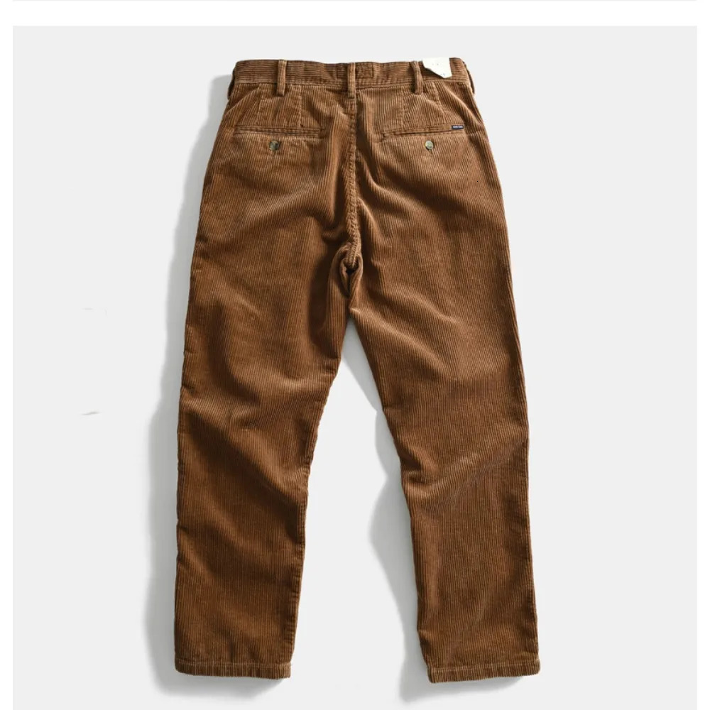 Mens autumn heavyweight retro cotton loose straight corduroy work pants 251106
