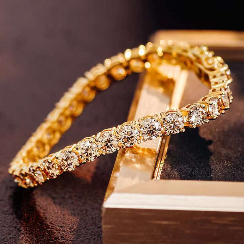 Customized Diamond Necklace Gold Plated Necklace 925 Silver Hip Hop Men Jewelry Champagne Color Moissanite Tennis Chain