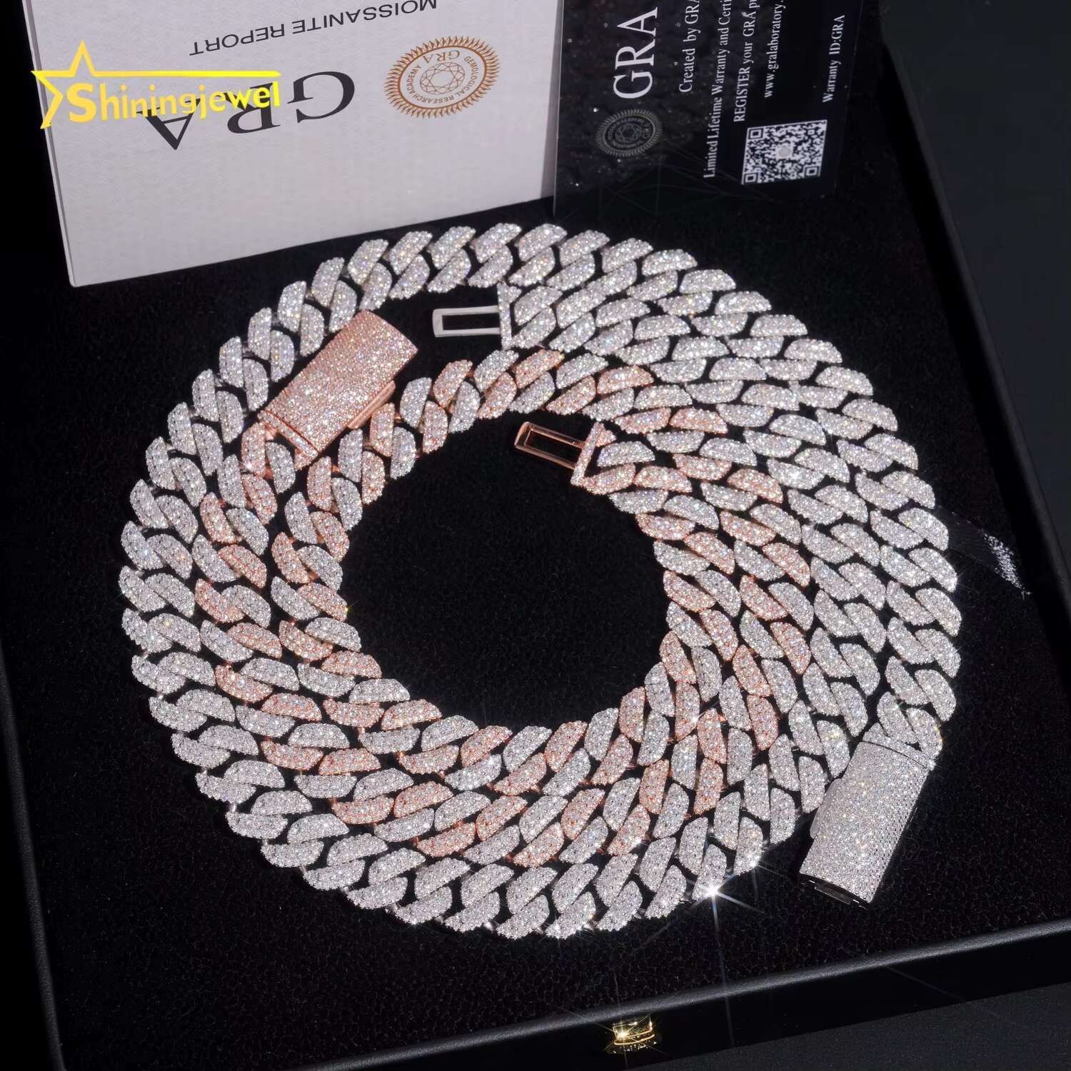 New Stocks 13mm 3 Rows 925 Sterling Silver Hip Hop Jewelry Men Necklace Bracelet Iced Out Moissanite Diamond Cuban Link Chain