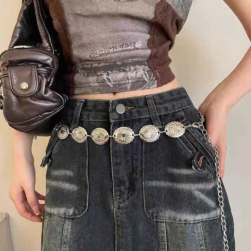 Bohen ethnic style retro metal belt chain Wens Fashion All match New Arrival Skirt Pants High grade Belt X250410