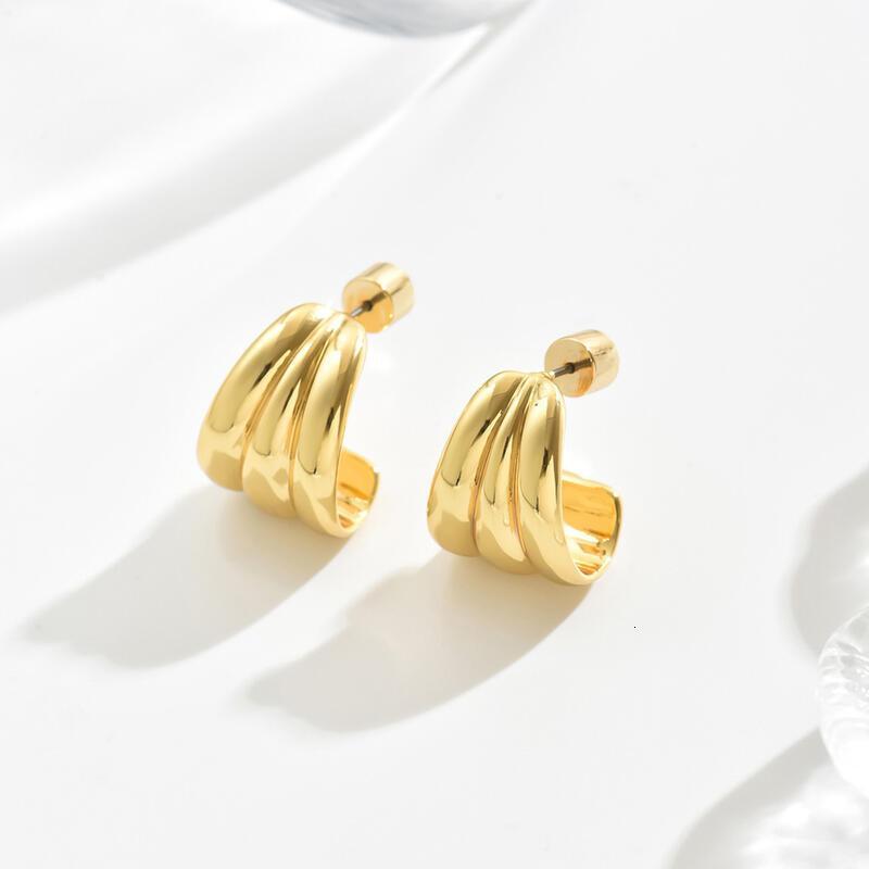 Hoop Cut Polished Teardrop 14K Gold Plated Women's Chunky Twist Hypoallergenic Stud Earrings, Lightweight And Comfortable Jewelry, Bold Statement