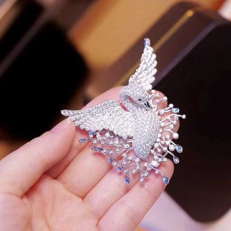 Luxury Jewelry Bird Brooch For Women Fine Jewelry Party 925Sterling Silver With Cubic Zirconia Elegant Top Value Female GiftW251110
