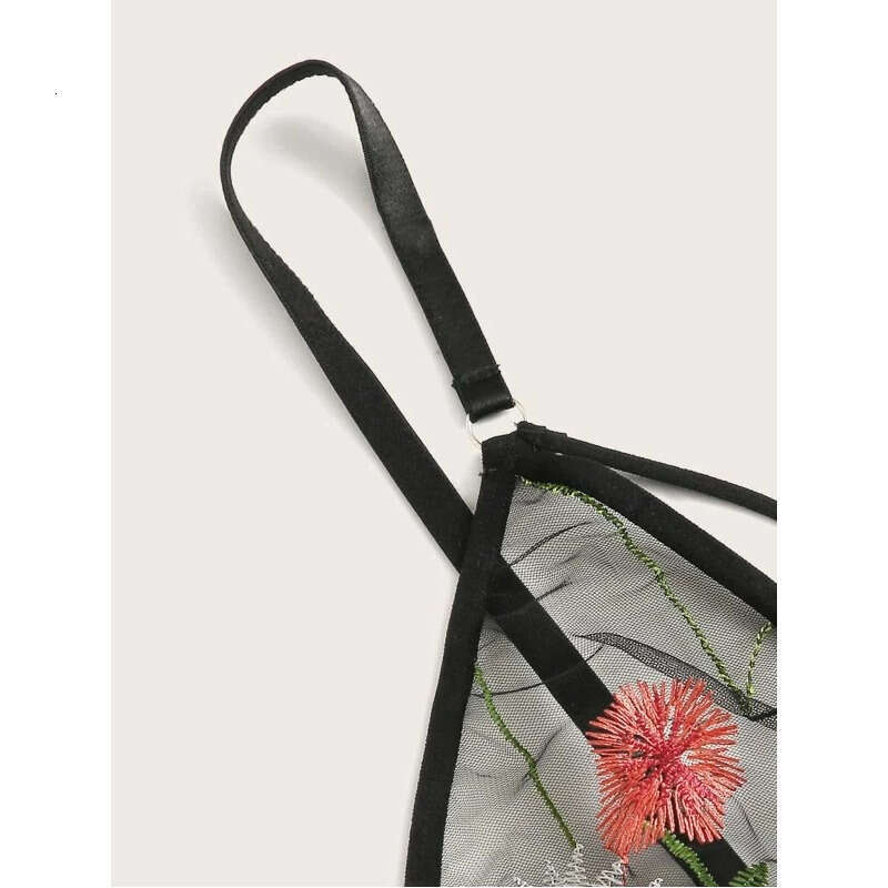 Lace Sexy Lingerie New Printed Mesh Three Point Sexy And Fun Set