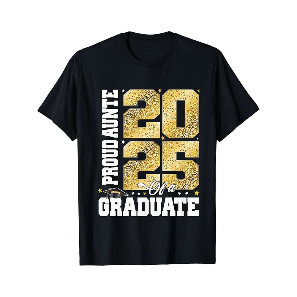 Designer T shirt Proud Auntie of a Class of 2025 Graduate funny Senior 2025 - 220g T shits