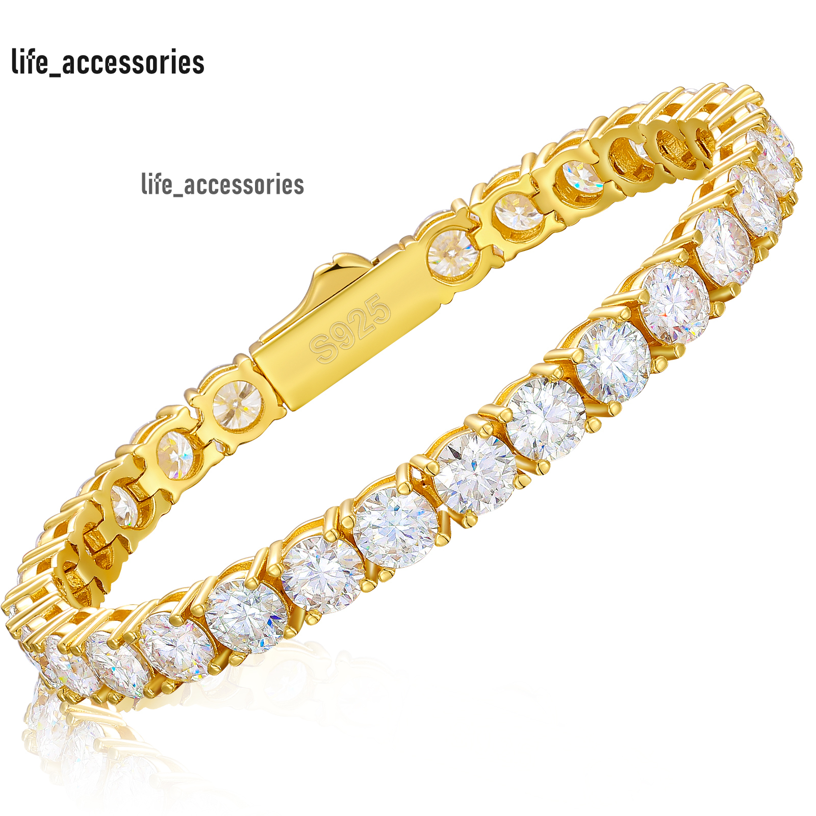 Women Jewelry Spring Buckle 925 Silver VVS Moissanite Cluster Tennis Bracelet Iced Out Lab Grown Diamond Tennis Bracelet for Men