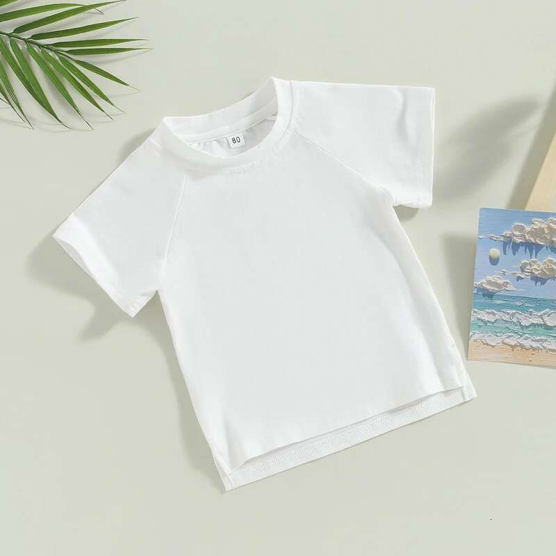 GS- Ddmyshoesvip 0-4Years Toddler Girls Boys Summer Tops Solid Color Short Sleeve O Neck Loose T Shirt