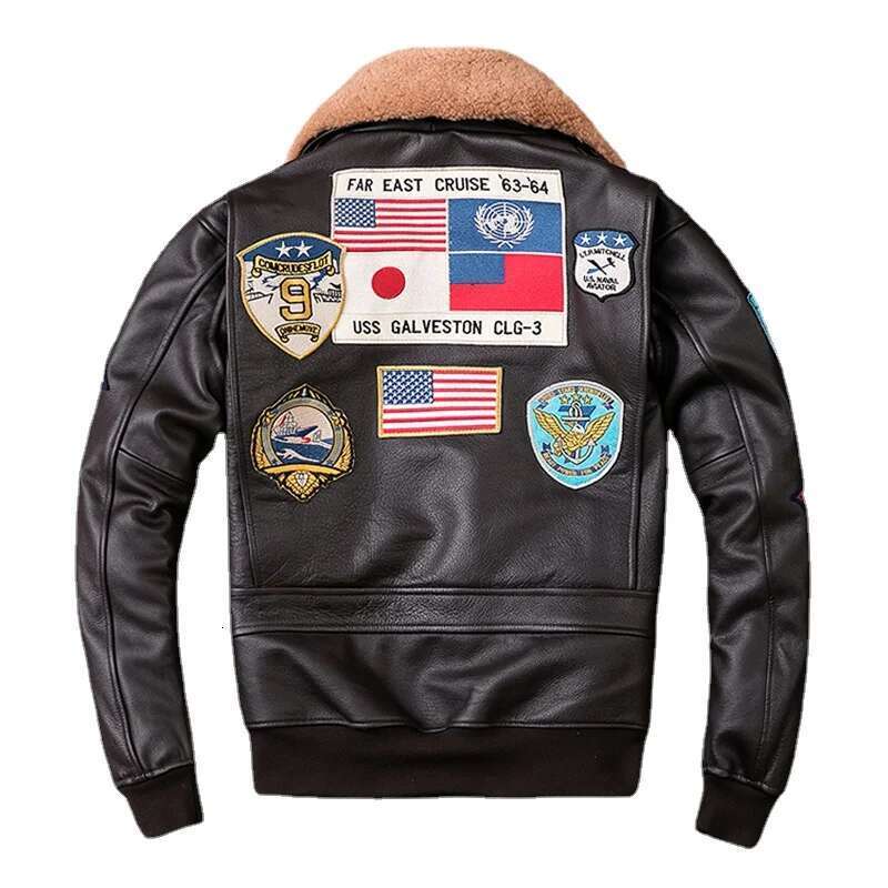 Air Force G1 Flight Thickening Quilted Top Layer Cow Leather Jacket Men Coat Winter Jackets M212