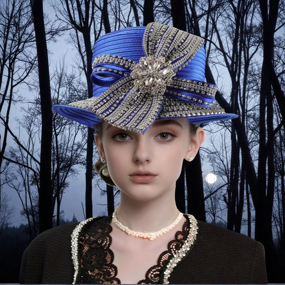 Unique Deluxe Satin Cloth White Church Hat Elegant Pography Top Hat Female Cocktail Fascinator Bowler Formal Hat for Women 250409