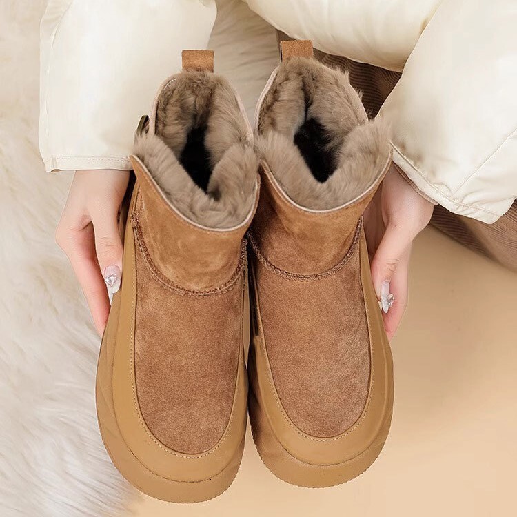 New designer snow boots, cold resistant and fashionable cotton shoes, midsole boots, winter thick sheepskin integrated with warmth and anti slip