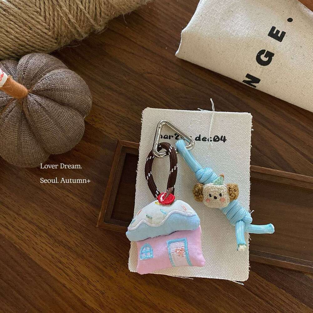 Autumn Winter New Blue Series Cute Keychain Set, Puppy Heart Bag Pendant for Women, In-Stock Hot Sale Fashion Accessory