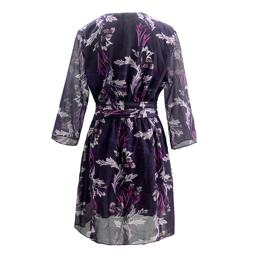 Printed Sexy V-neck Chiffon Women's Autumn/Winter Dress
