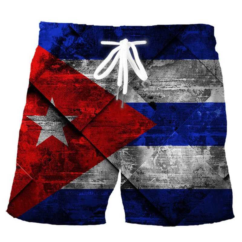 Retro 3D printed Cuban flag beach shorts mens retro casual street Harajuku ice shorts womens childrens quick drying surfboard luggageW250410