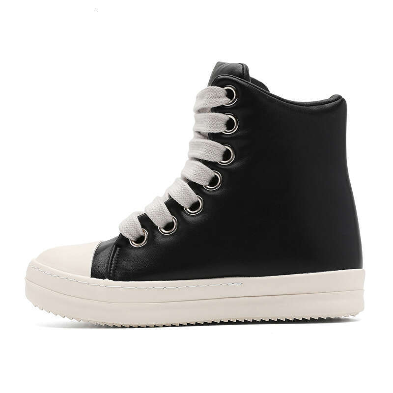 Spring New High-top Ro Bread Leather Surface Height-increasing Thick-soled Board Chubby Shoes Versatile Short Boots