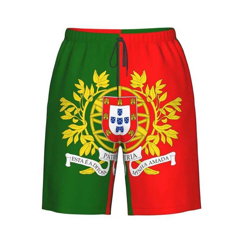 Classic 3D printed Portuguese flag beach shorts mens quick dry bath set loose surfboard shorts popular sports swimming rodW250410