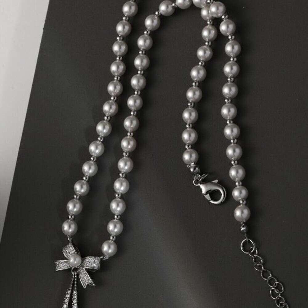 Bowknot Pearl Necklace for Women Wholesale High-end Light Luxury Exquisite Sweater Chain Sweet Cool Ins Korean Style Choker