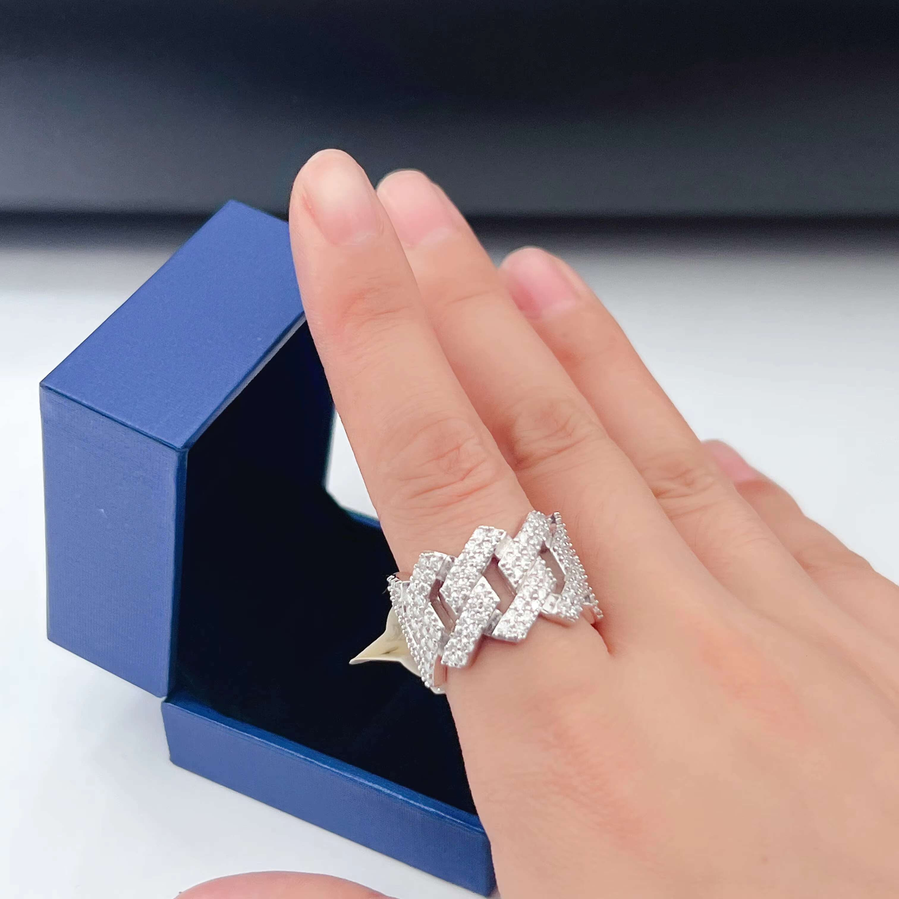 Fine Luxury Moissanite Jewelry Iced Out Diamond Rings Sterling Silver 925 VVS Diamond Hip Hop Rings