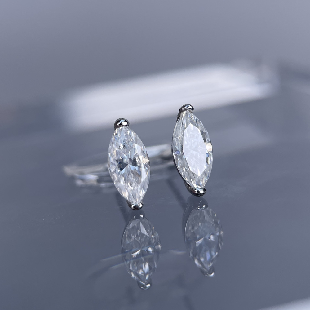 TaiYang GRA 0.5CT 4x8mm Marquise Moissanite Earrings for Women, Luxurious S925 Wedding Engagement Diamond Earring with Moissanite Certificate