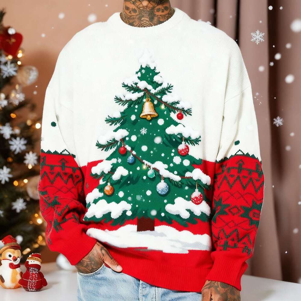 New European and American Cross-Border Christmas Elements Digital 3D Print Men's Crew Neck Casual Fashion Sports Sweatshirt