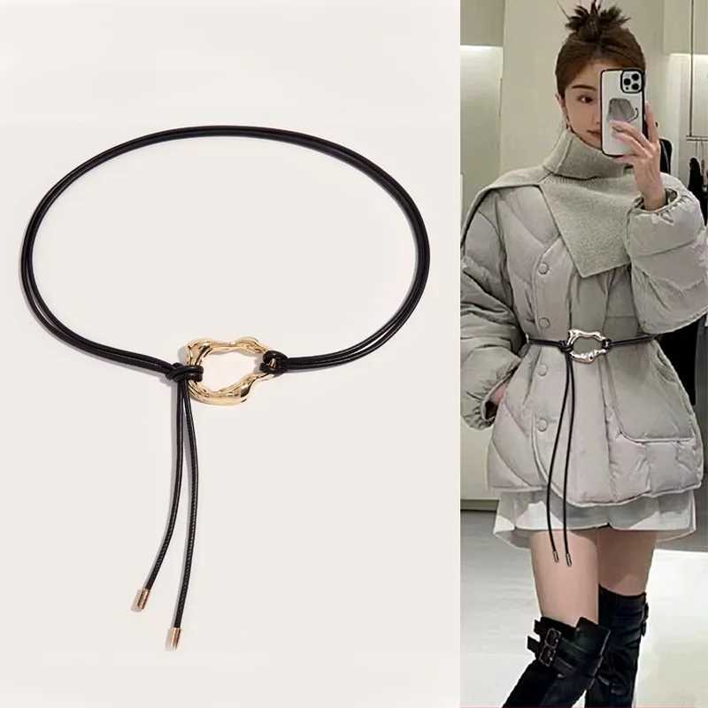 Fem waist chain thin belt simple decorative tie with dress long waist knot vintage dress striped waistband knot X250410