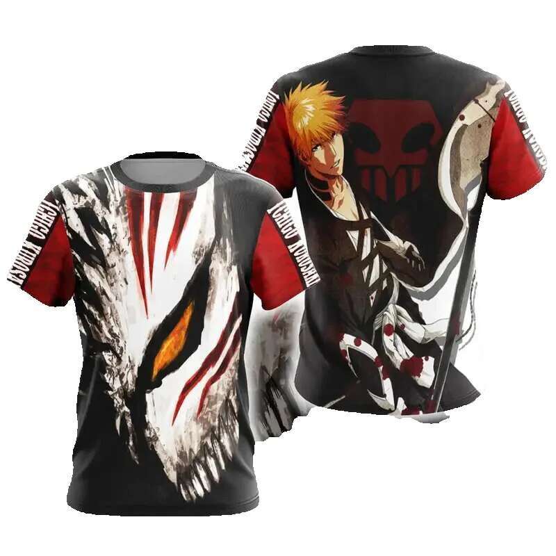 Japanese anime manga bleached 3D printed Kurosaki Ichigo Cosplay men/women short sleeved round neck T-shirt Haruku children's Y2K top