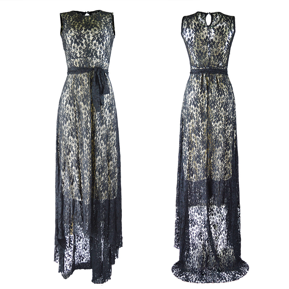 Summer New Line Sleeveless Wrap Chest Asymmetric Bottom Swallowtail Slim Fit Sexy Dress