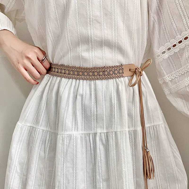 Vintage Bohen long tassel woven belt suitable for women to weave hemp ropes tie belts dresses decorative bands X250410
