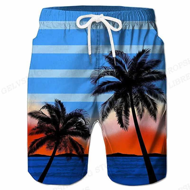 Tropical Island y2k Beach Shorts Mens 3D Printed Surfboard Shorts Summer Hawaiian Swimsuit Pants Cool Ice ShortsW250410