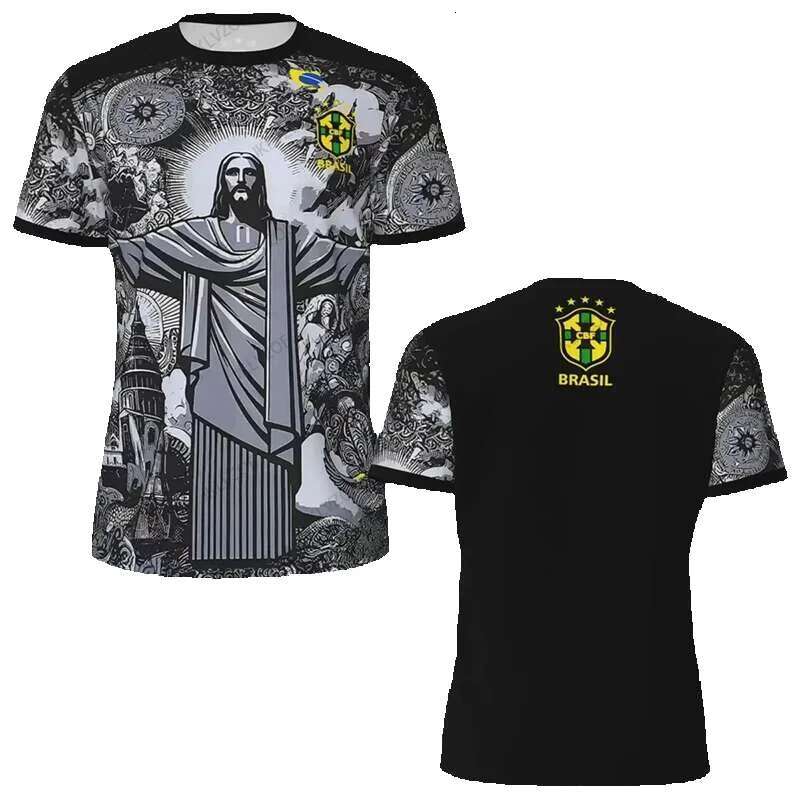 Brazil Jesus Special Edition Football Shirt 2024 Summer Novelty Sports T-shirt Men's and Women's Training Uniform Top