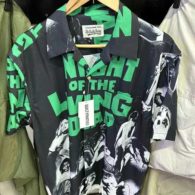 Red green purple movie character printing Chaopai Hawaiian beach shirt mens 1 1 high-quality loose casual top T-shirt X250410