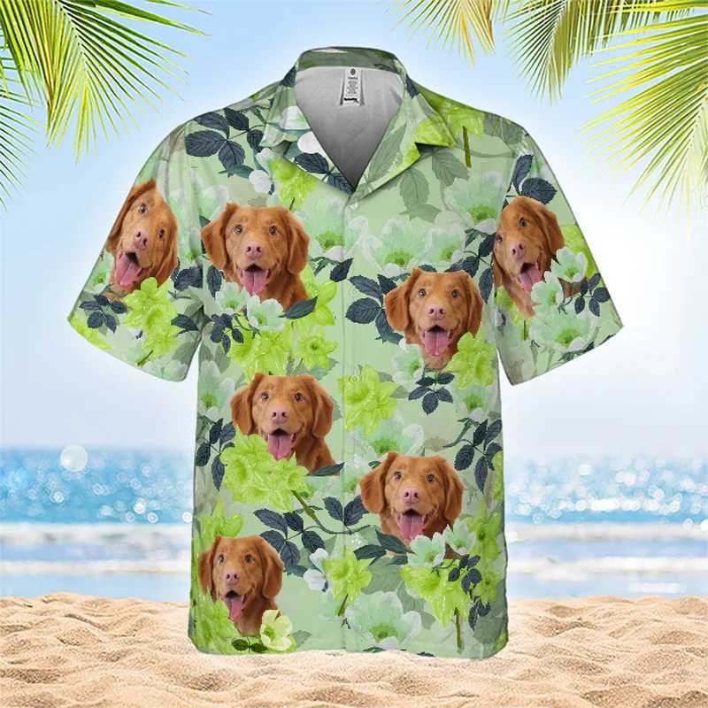 beach shirts personalized customization of neutral tropical Hawaiian Aloha shirts summer vacation gifts for pet enthusiasts X2504101
