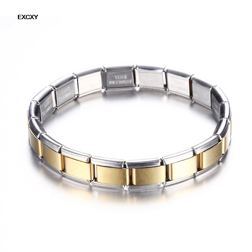 EXCXY Womens Jewelry 9mm Width Itanlian Elastic Charm Bracelet Fashion Stainless Steel Bangle 250409