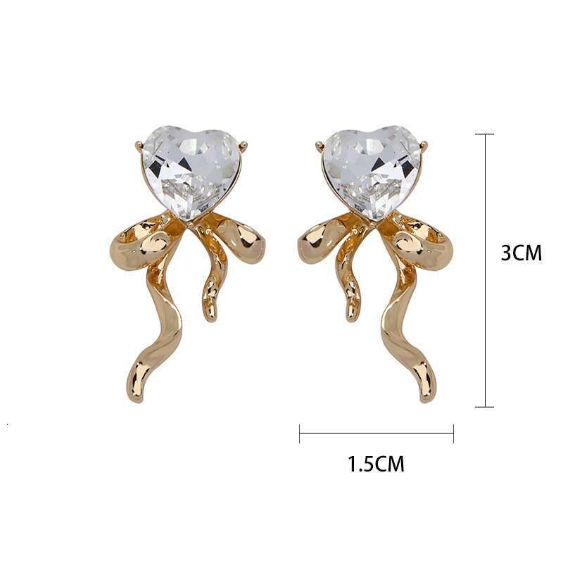 Autumn Winter Bowknot Heart Earrings for Women, Unique Design, Elegant 925 Silver Needle Studs, College Style, Exquisite Ear Jewelry