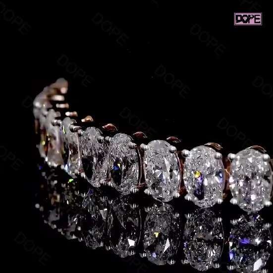 Popular Tennis Bracelet VVS Oval Moissanite Iced Out Hiphop 925 Sterling Silver Moissanite Tennis Bracelet
