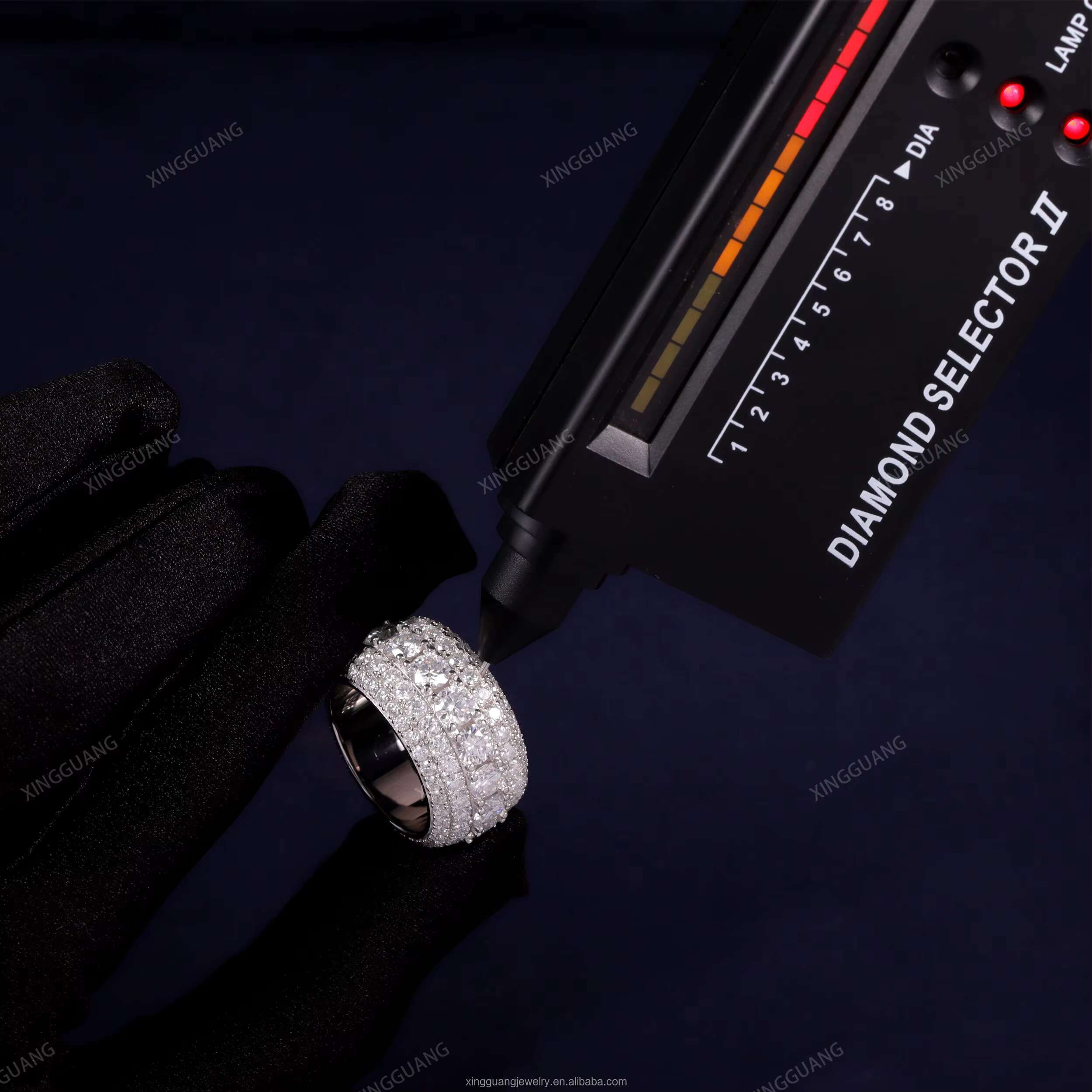 In Stock Full Iced Out Moissanite Cuban Ring 925 Sterling Silver Men Hip Hop Ring Pass Tester Moissanite Diamond Cuban Ring