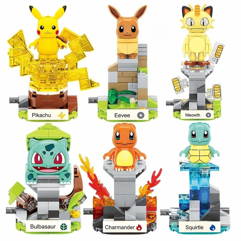 Pokemon Mini Pikachu Claw Crane Building Blocks Charizard Pikachu Squirtle Bulbasaur Anime Peripherals Assembly Model Educational Kid Toy for Gift