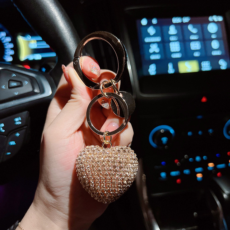 Keychains Metal 3D Cute Love-Heart Handbag Fashion Rhinestone-Crystal Charm Purse Bag Car Key Keyring Keychain Mom-Lover Keychainshop Dhnrf
