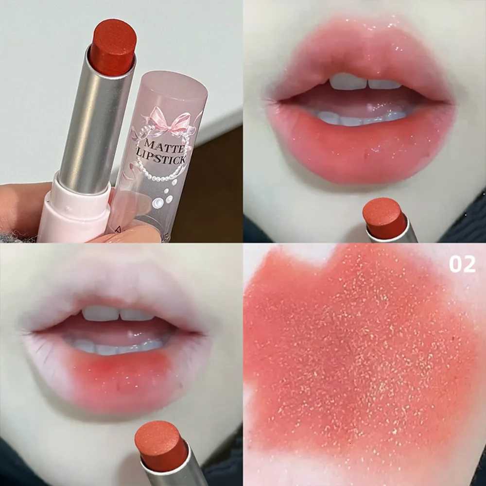 1Pc Moisturizing Velvet Matte Lipstick Bow Hazelnut Mousse Long Waterproof Light Natural Warm Brown Toned Lip Tint Make Up StainT251110