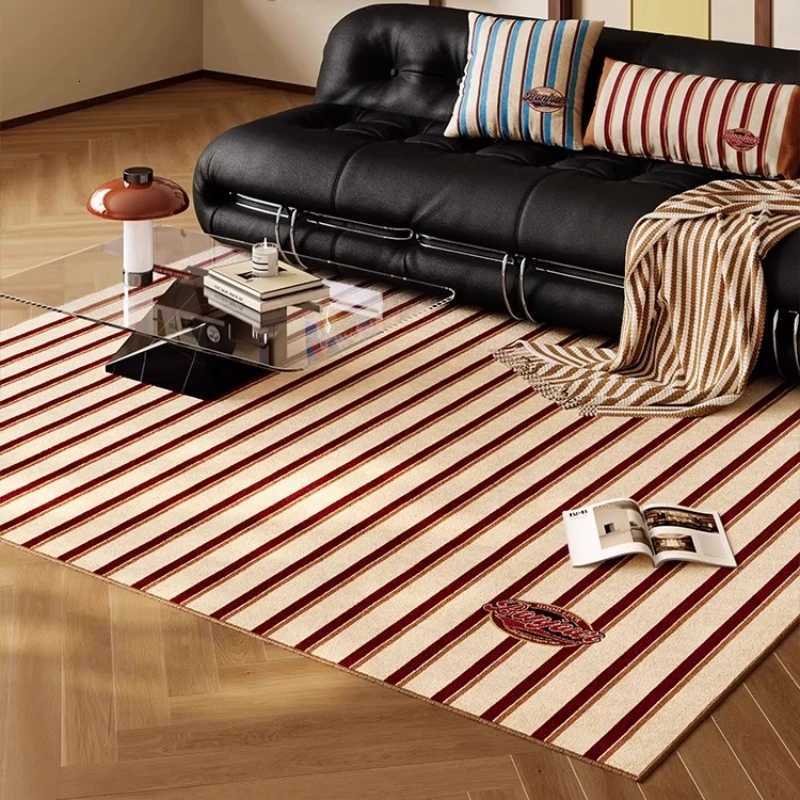 Stripe Pattern Bedroom Decor Retro Carpet Minimst Style Carpets for Living Room Anti-slip Lounge Soft Rug Washable Floor Mat Y251110