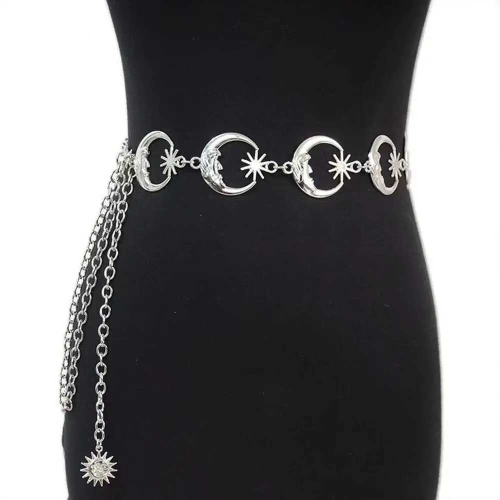 Fashion Moon Sun Metal Belt Retro Waist Chain Strap Belt Dress Jeans 1 piece X250410